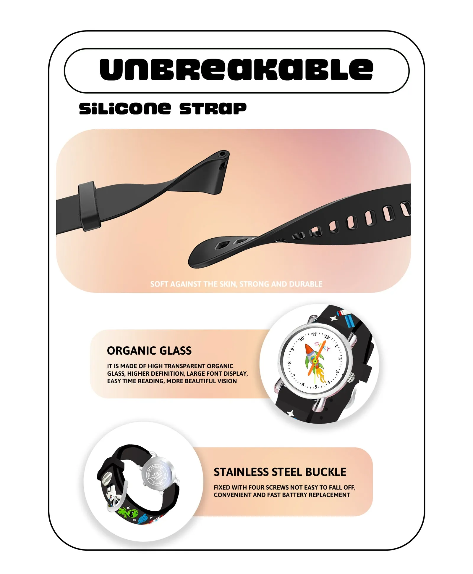 Spiky Round Unicorn Strap Analog Watch - Red